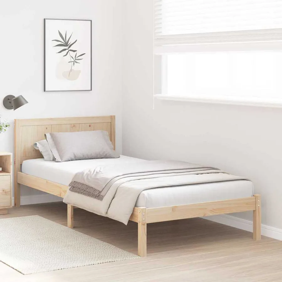 Cadre de lit Marron 75 x 190 cm Bois de pin massif - 3