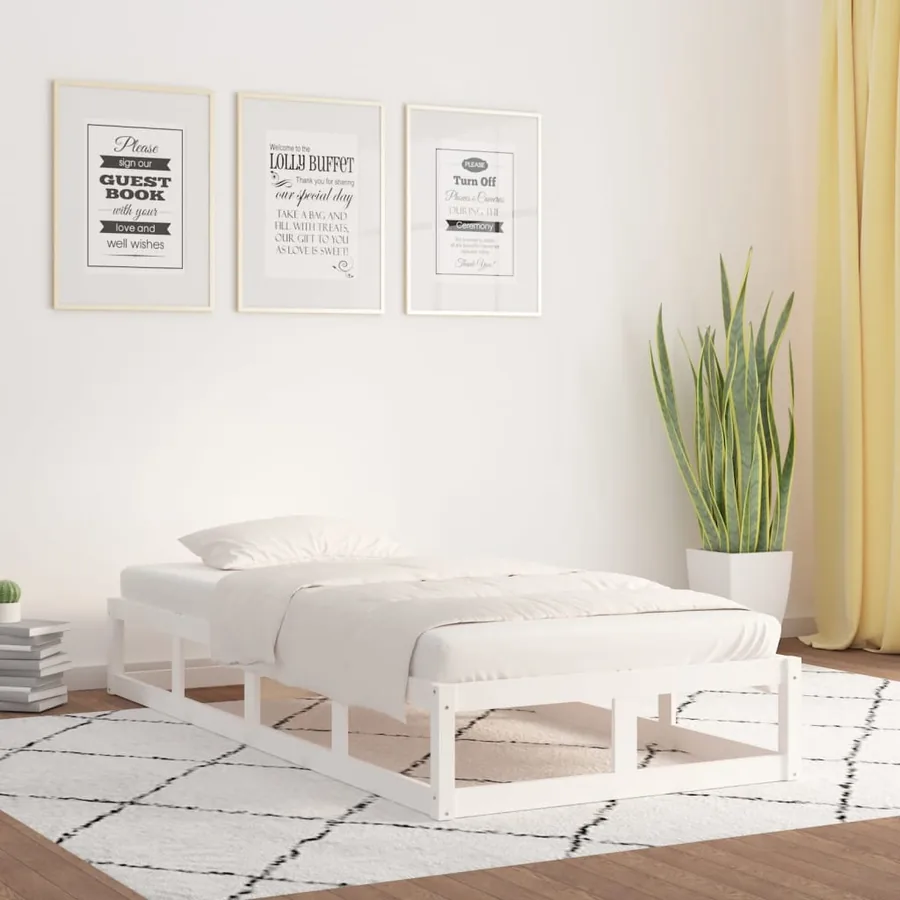 Cadre de lit sans matelas blanc 75x190 cm bois massif