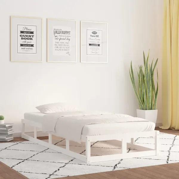 Cadre de lit sans matelas blanc 75x190 cm bois massif