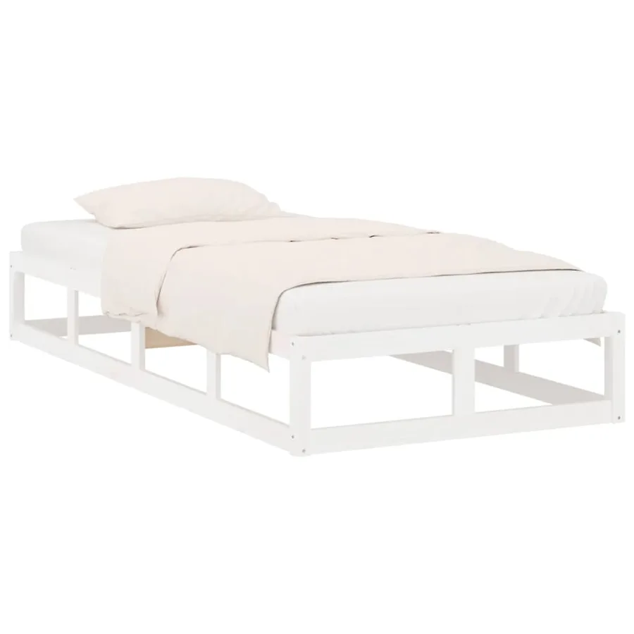 Cadre de lit sans matelas blanc 75x190 cm bois massif - 3