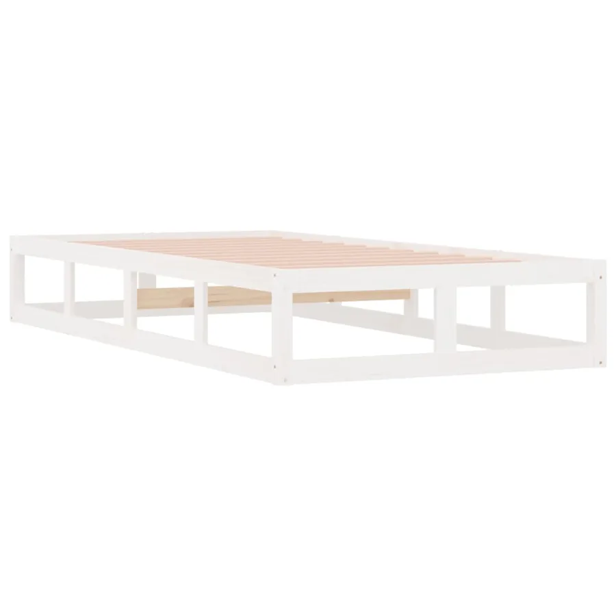 Cadre de lit sans matelas blanc 75x190 cm bois massif - 4