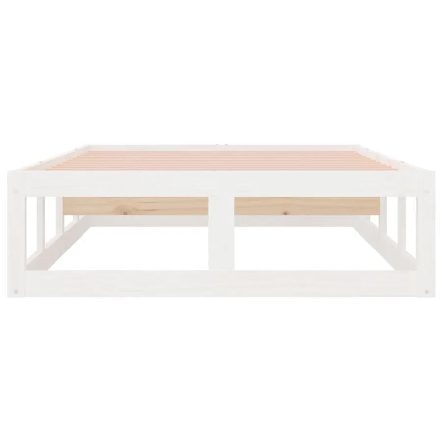 Cadre de lit sans matelas blanc 75x190 cm bois massif - 5