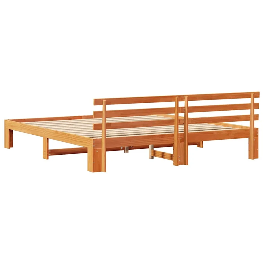 Cadre de lit avec tête de lit Brun cire 180 x 200 cm Pin massif - 7