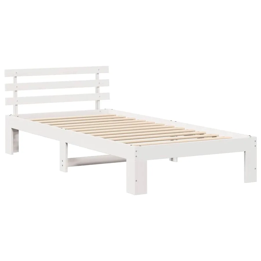 Cadre de lit avec tête de lit Blanc 75 x 190 cm Pin massif - 4