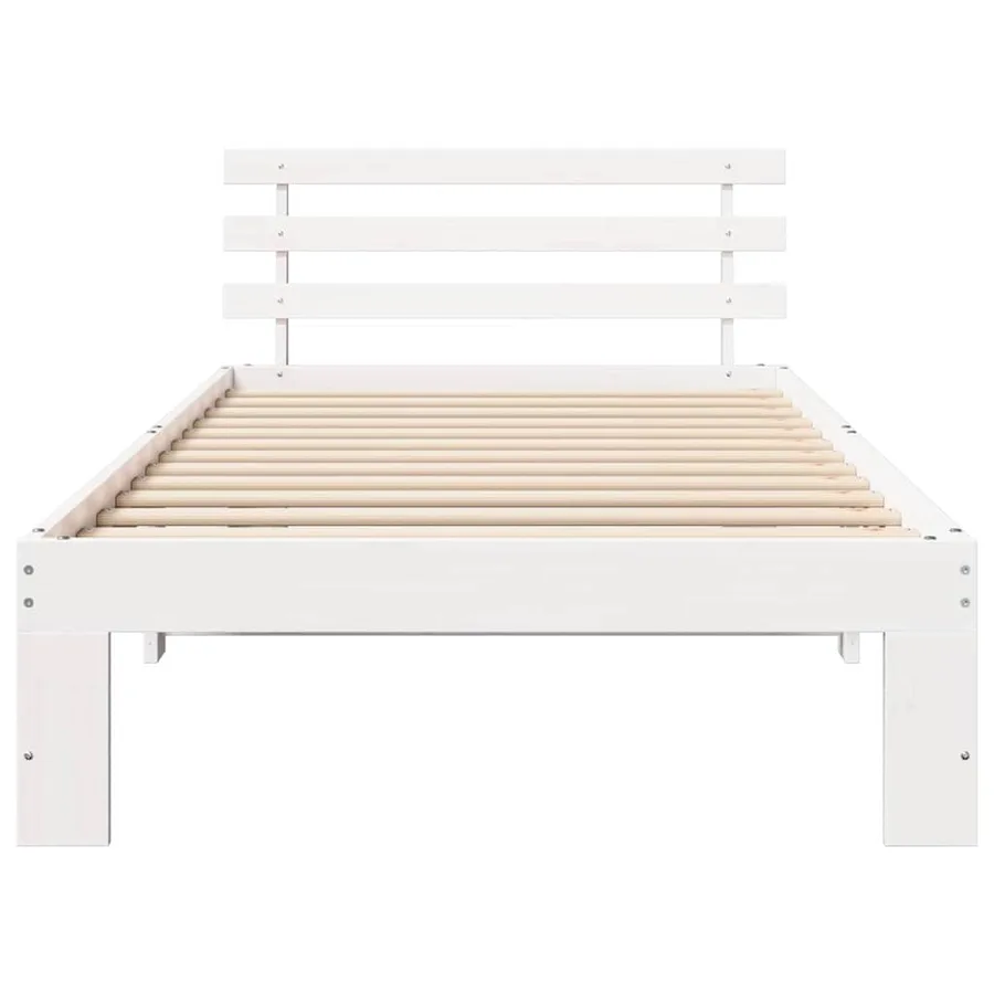 Cadre de lit avec tête de lit Blanc 75 x 190 cm Pin massif - 5