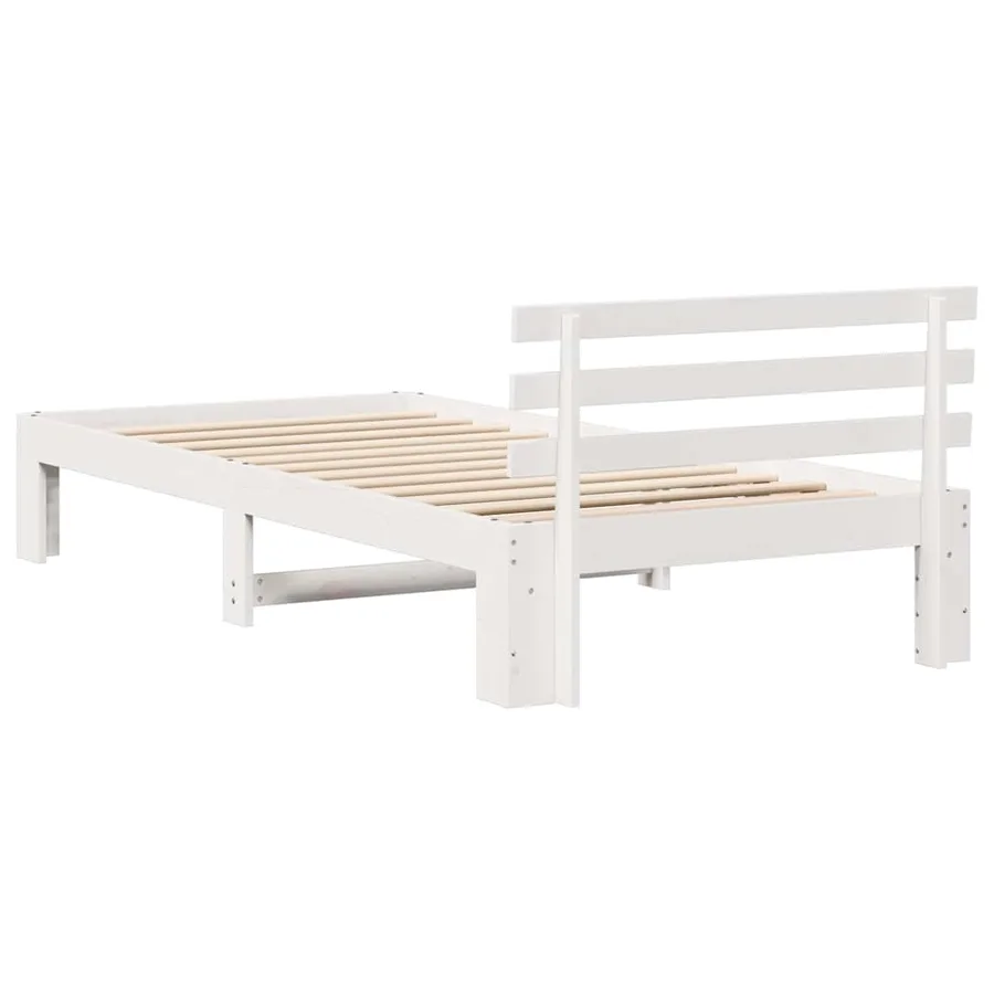 Cadre de lit avec tête de lit Blanc 75 x 190 cm Pin massif - 7