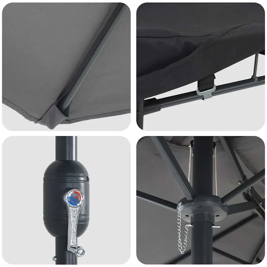 Parasol de jardin Anthracite 385 x 209 x 244 cm - 7