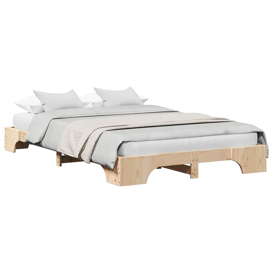 Cadre de lit Naturel 120 x 200 cm Pin massif - 2