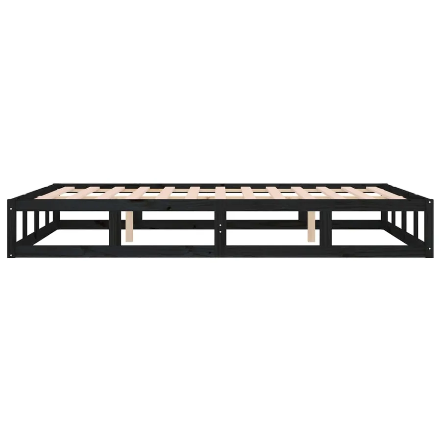 Cadre de lit sans matelas noir 200x200 cm bois massif - 6