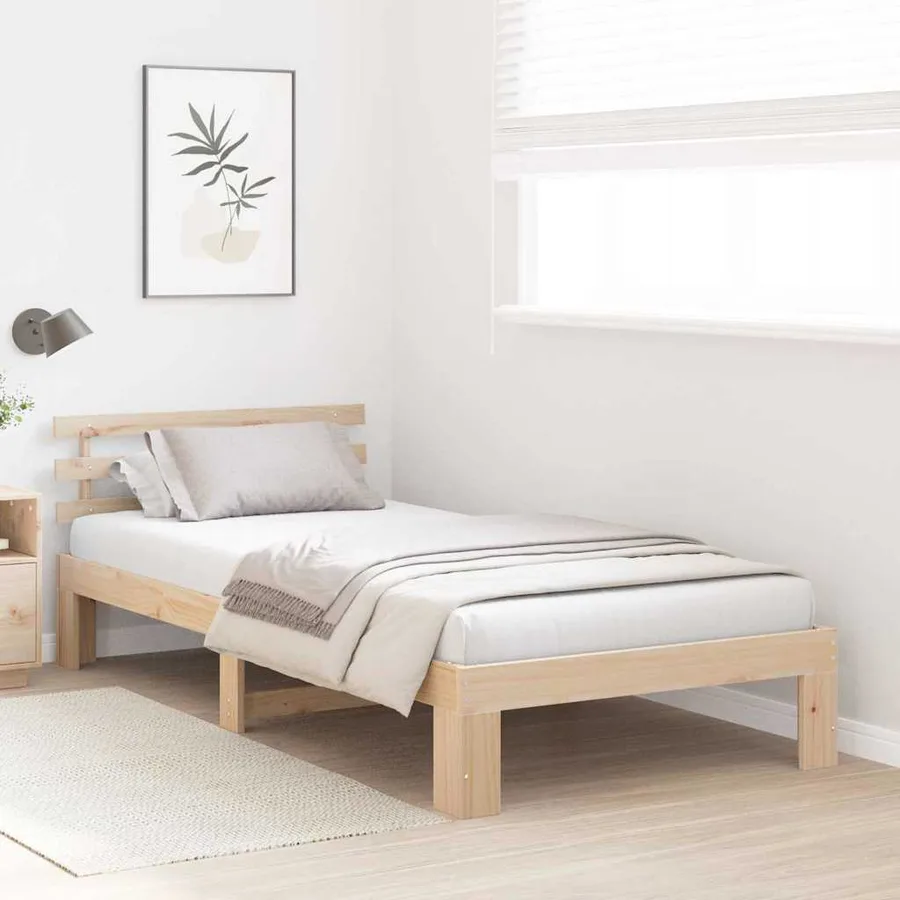Cadre de lit avec tête de lit Naturel 80 x 200 cm Pin massif - 3