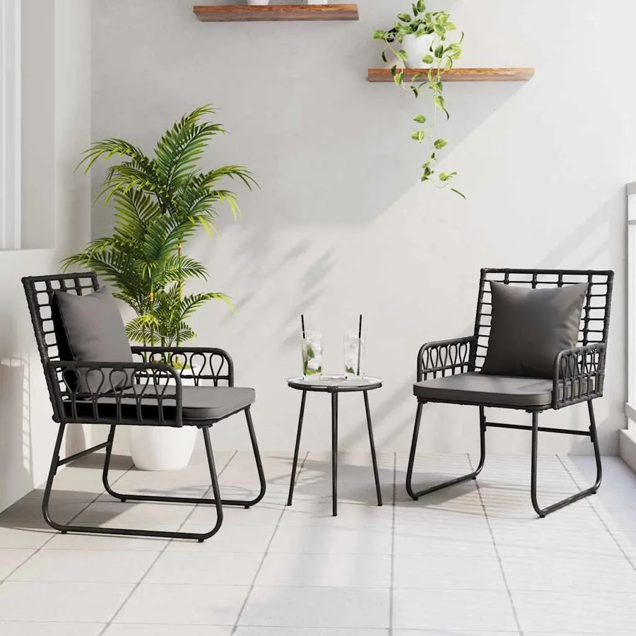 Ensemble de salle à manger pour jardin 3 pcs Noir et anthracite