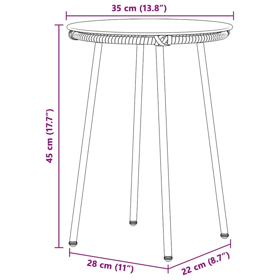 Ensemble de salle à manger pour jardin 3 pcs Noir et anthracite - 13