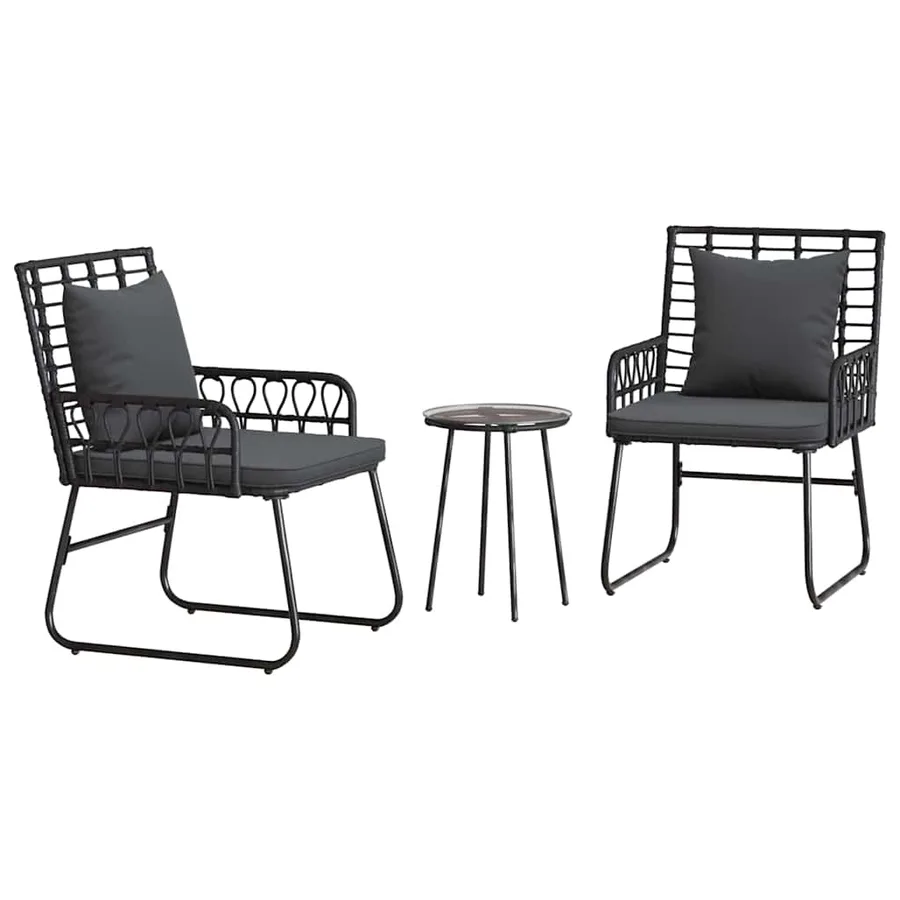 Ensemble de salle à manger pour jardin 3 pcs Noir et anthracite - 2