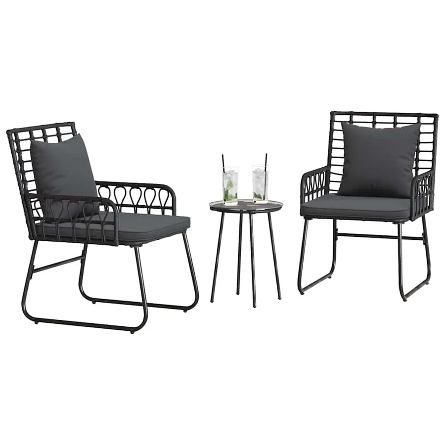 Ensemble de salle à manger pour jardin 3 pcs Noir et anthracite - 3