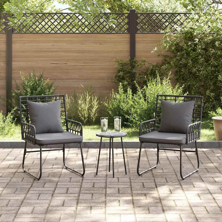 Ensemble de salle à manger pour jardin 3 pcs Noir et anthracite - 4