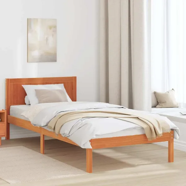 Cadre de lit Marron 75 x 190 cm Bois de pin massif