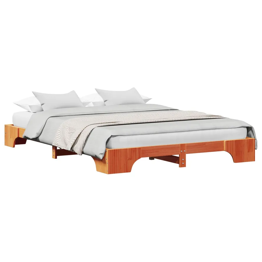 Cadre de lit Brun cire 160 x 200 cm Pin massif - 2