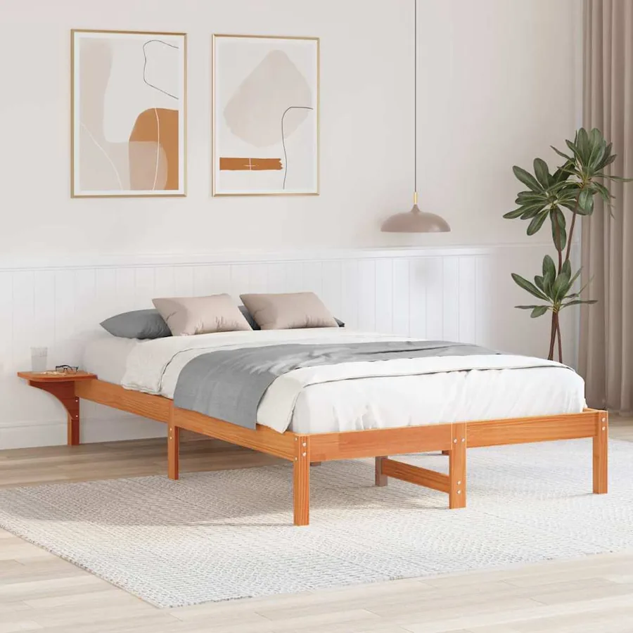 Cadre de lit Brun cire 140 x 190 cm Pin massif