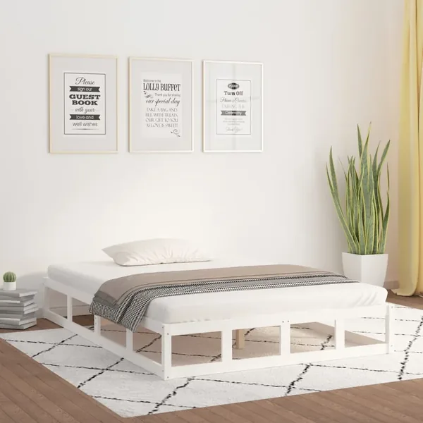 Cadre de lit sans matelas blanc 200x200 cm bois massif