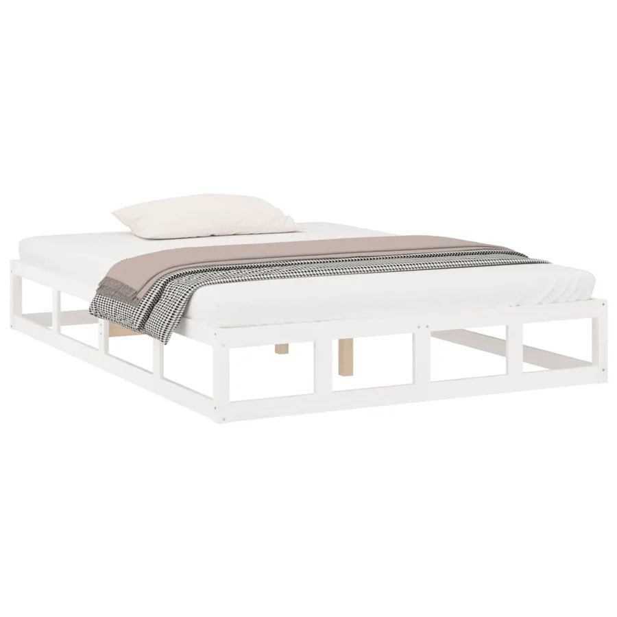 Cadre de lit sans matelas blanc 200x200 cm bois massif - 3