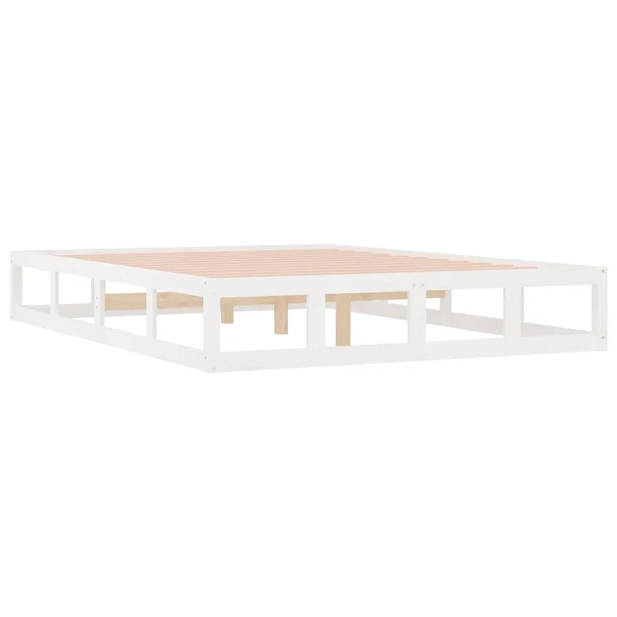 Cadre de lit sans matelas blanc 200x200 cm bois massif - 4