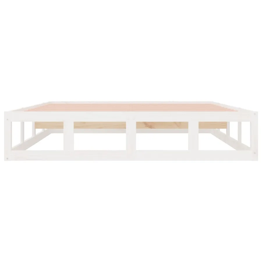 Cadre de lit sans matelas blanc 200x200 cm bois massif - 5