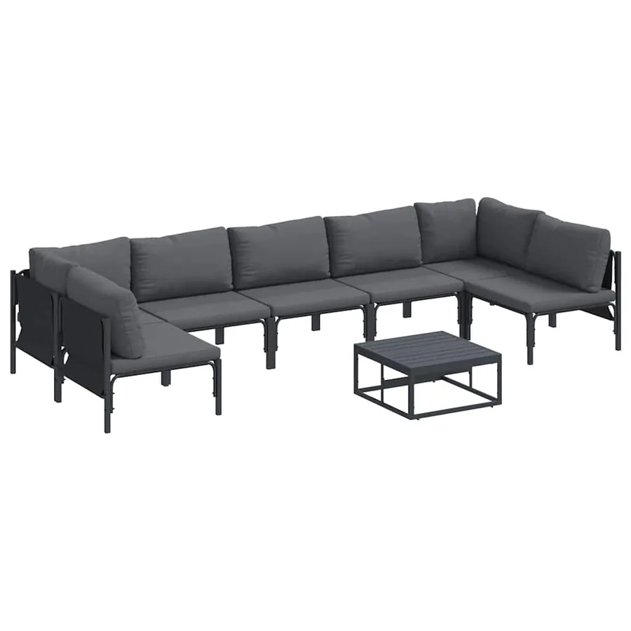 Ensemble de canapé de jardin avec coussin 8 pcs Noir Acier - 2