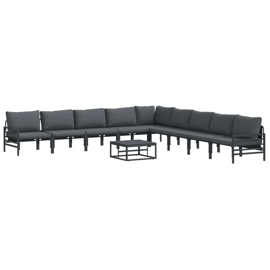 Ensemble de canapé de jardin avec coussin 10 pcs Noir Acier - 2