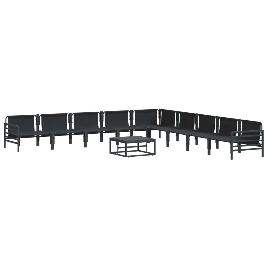 Ensemble de canapé de jardin avec coussin 10 pcs Noir Acier - 9
