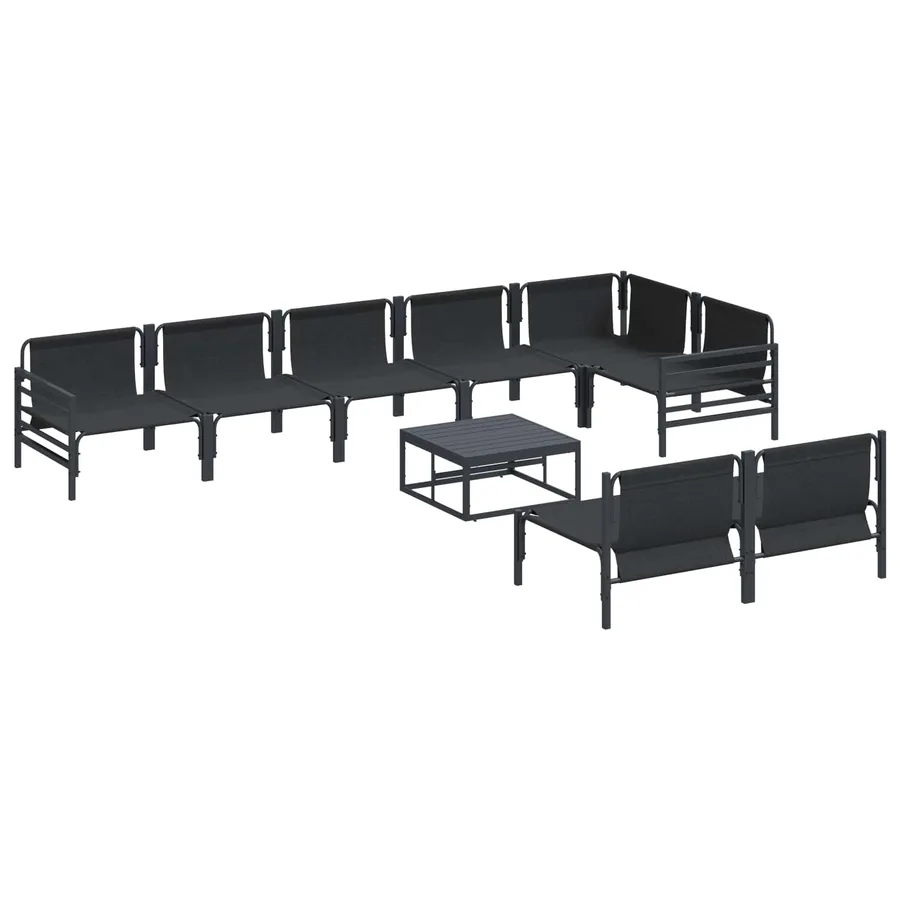 Ensemble de canapé de jardin avec coussin 9 pcs Noir Acier - 9