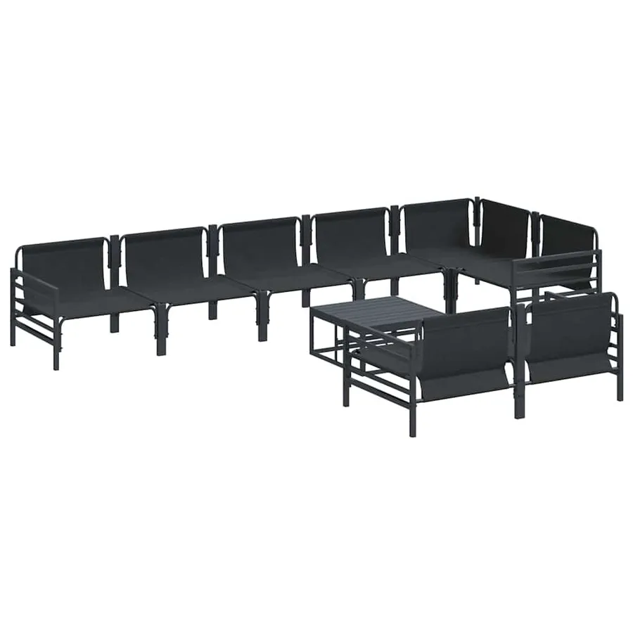 Ensemble de canapé de jardin avec coussin 9 pcs Noir Acier - 7