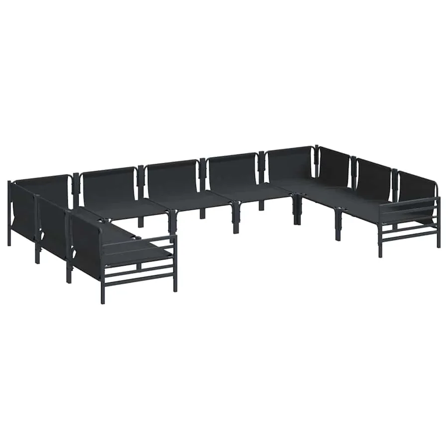 Ensemble de canapé de jardin avec coussin 9 pcs Noir Acier - 5