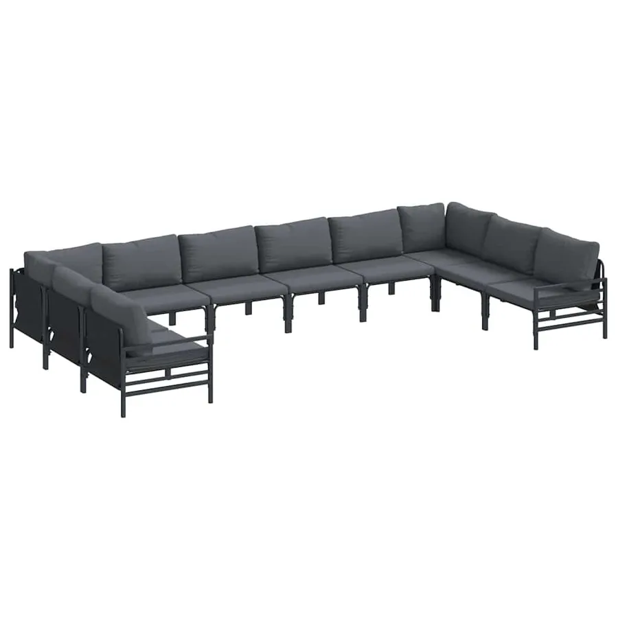 Ensemble de canapé de jardin avec coussin 10 pcs Noir Acier - 2
