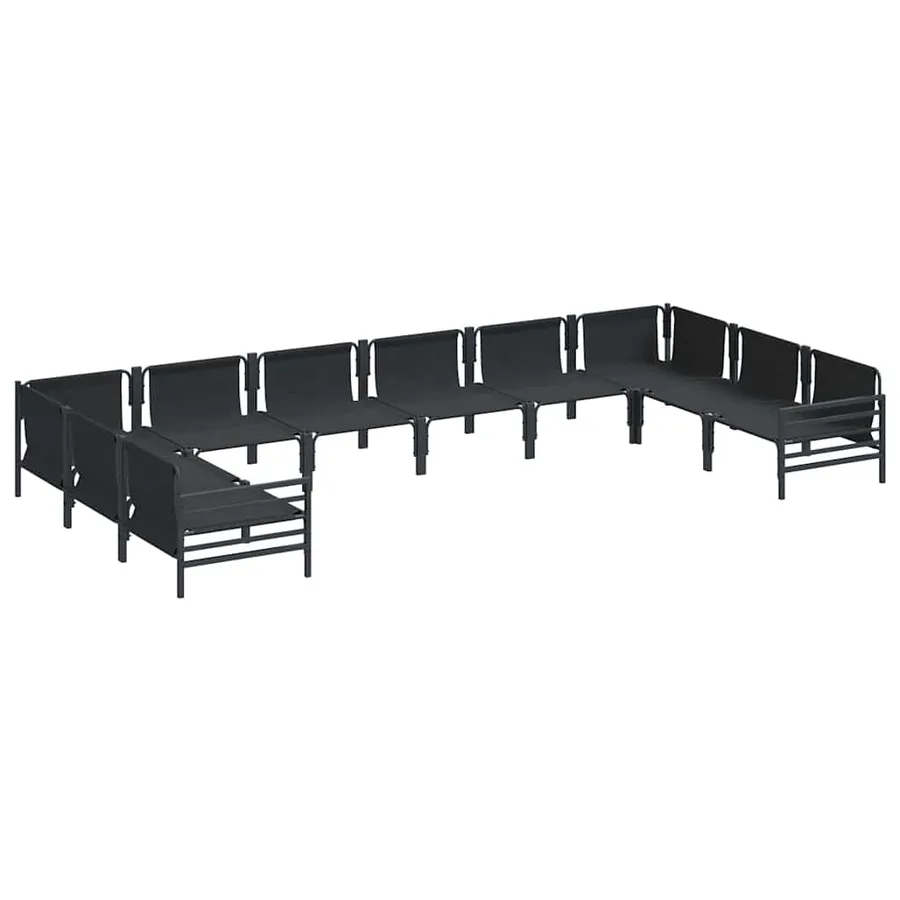 Ensemble de canapé de jardin avec coussin 10 pcs Noir Acier - 5