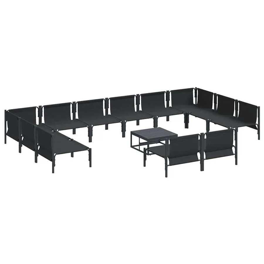 Ensemble de canapé de jardin avec coussin 13 pcs Noir Acier - 6