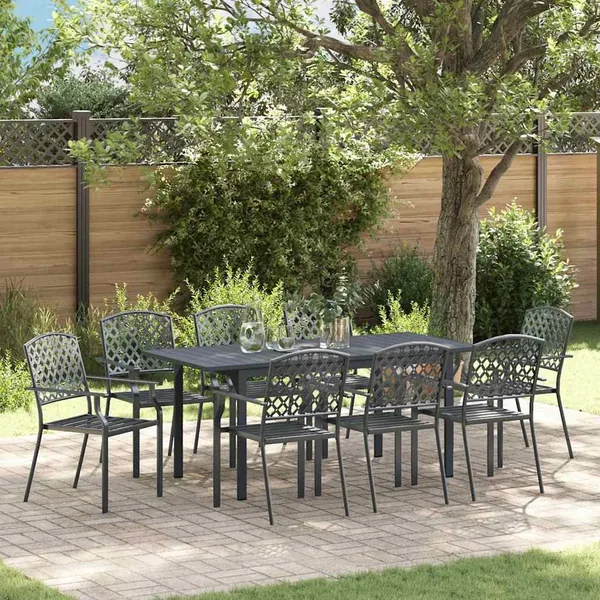Ensemble de salle à manger pour jardin 9 pcs Anthracite