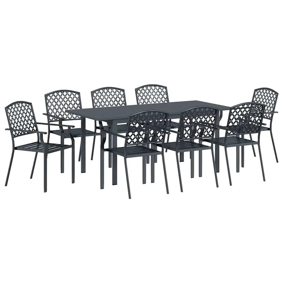 Ensemble de salle à manger pour jardin 9 pcs Anthracite - 2