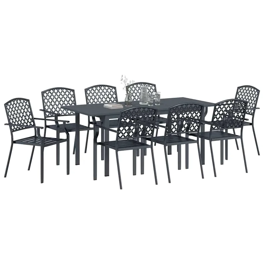 Ensemble de salle à manger pour jardin 9 pcs Anthracite - 3