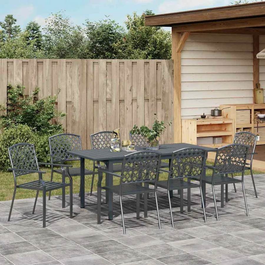 Ensemble de salle à manger pour jardin 9 pcs Anthracite - 4