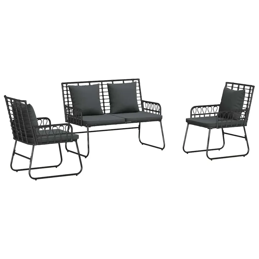 Ensemble de salle à manger pour jardin 3 pcs Noir et anthracite - 2