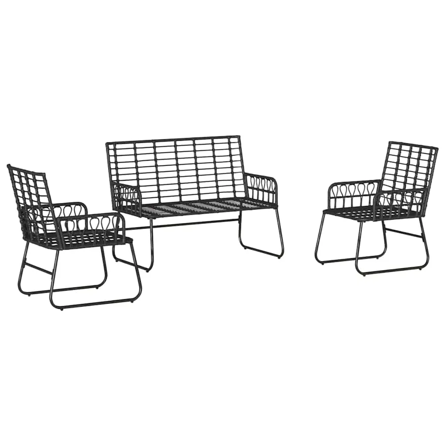 Ensemble de salle à manger pour jardin 3 pcs Noir et anthracite - 6