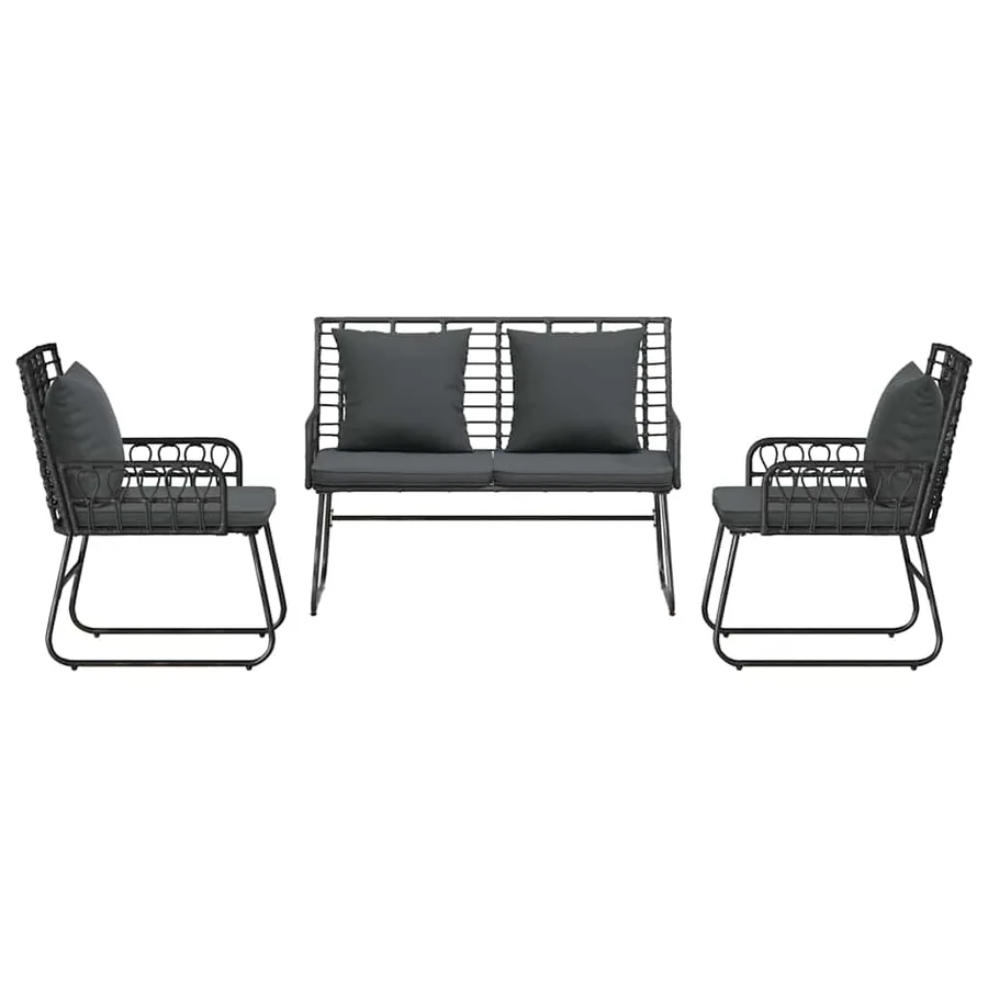 Ensemble de salle à manger pour jardin 3 pcs Noir et anthracite - 7