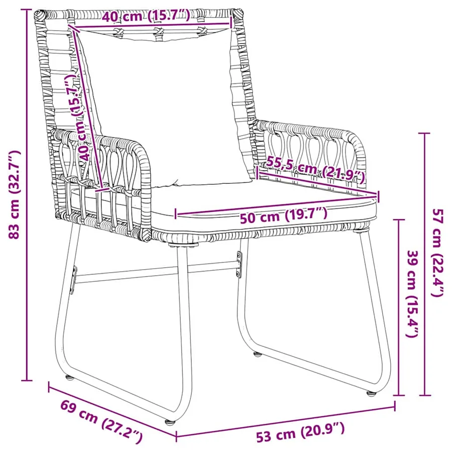 Ensemble de salle à manger pour jardin 3 pcs Noir et anthracite - 9