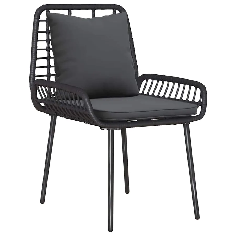 Ensemble de meubles de jardin 4 pcs Noir et Crème polyrotin - 5