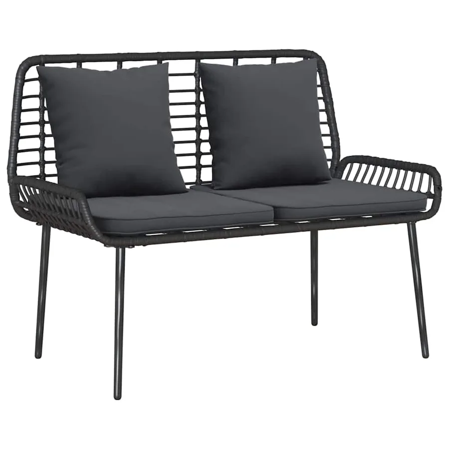 Ensemble de meubles de jardin 4 pcs Noir et Crème polyrotin - 6