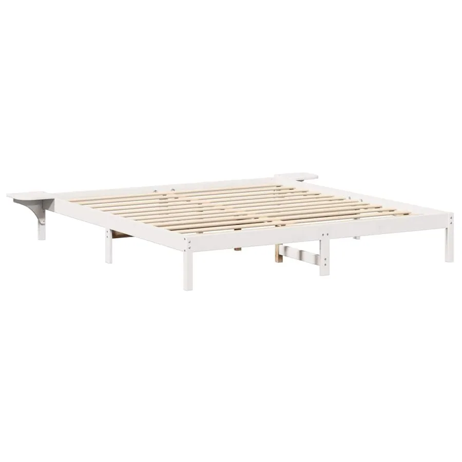 Cadre de lit Blanc 200 x 200 cm Pin massif - 4