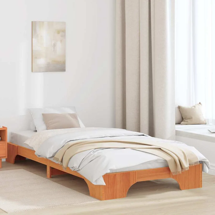 Cadre de lit Brun cire 100 x 200 cm Pin massif