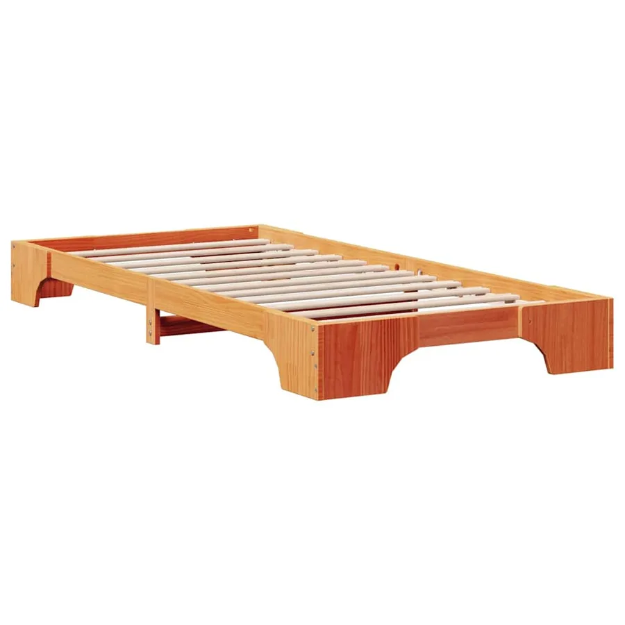 Cadre de lit Brun cire 100 x 200 cm Pin massif - 4