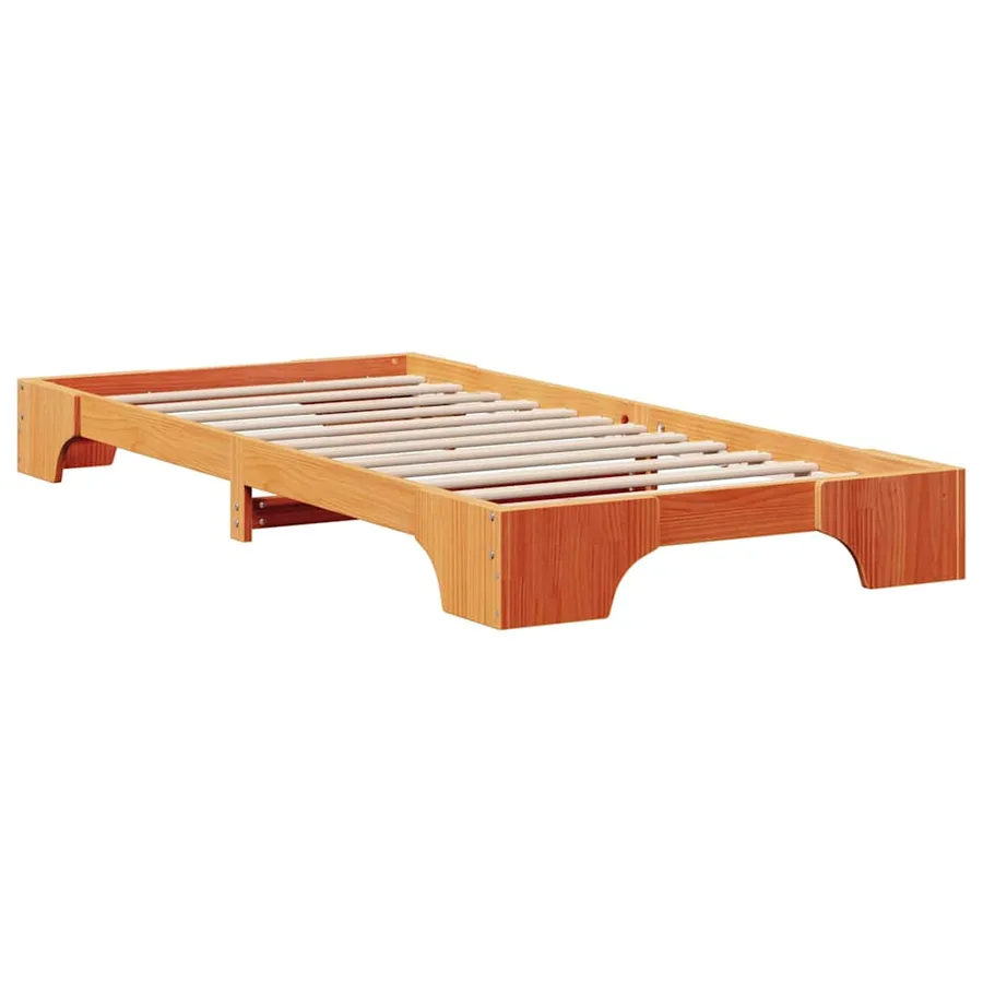 Cadre de lit Brun cire 100 x 200 cm Pin massif - 7