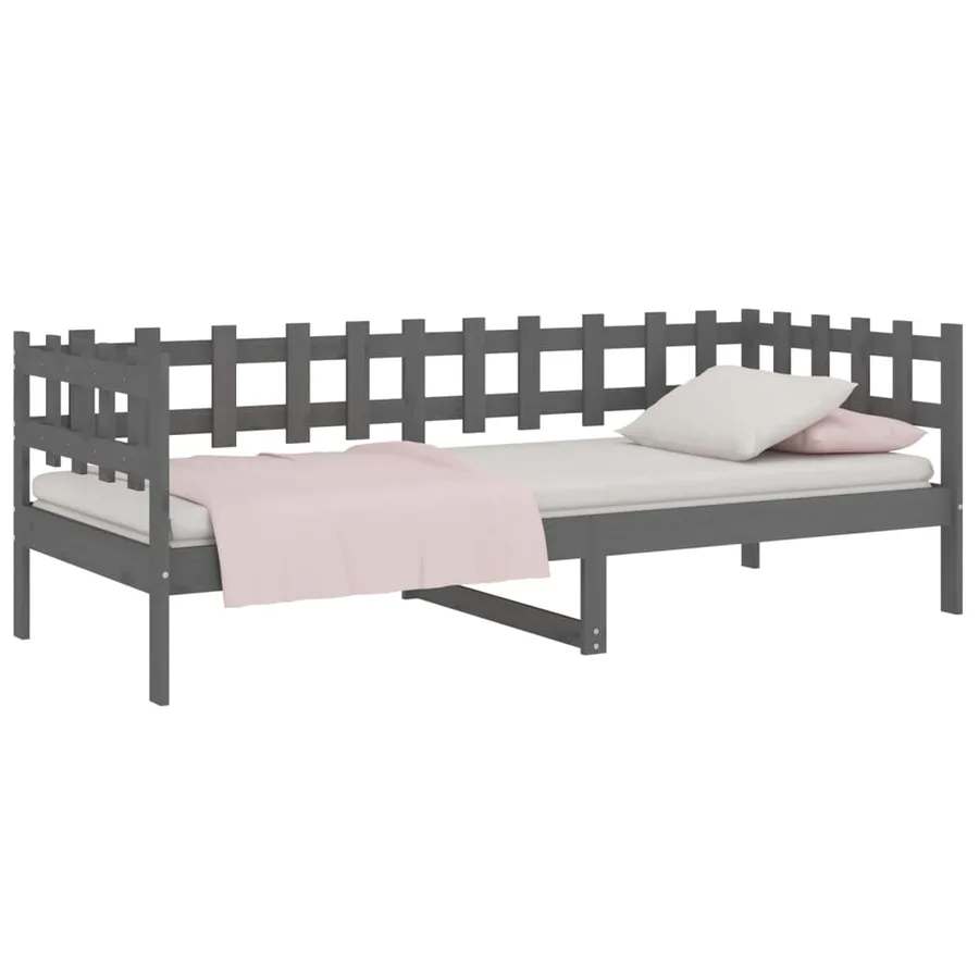 Lit de jour sans matelas gris 90x200 cm bois de pin massif - 3